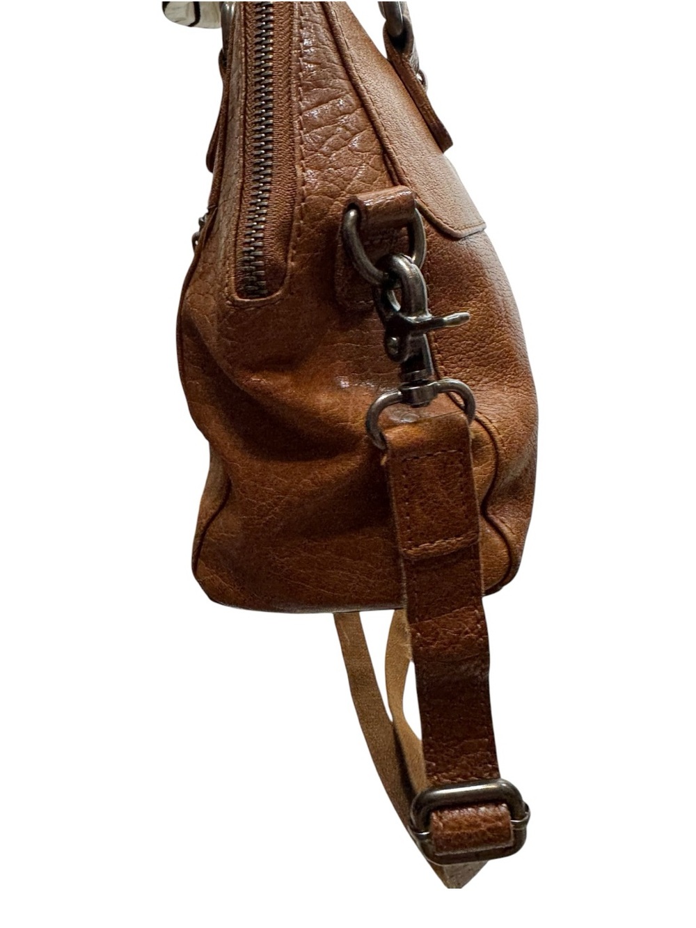 Spikes & Sparrow Genuine Leather Shoulder Bag Purse Brown Front Zip Pocket - Picture 6 of 12